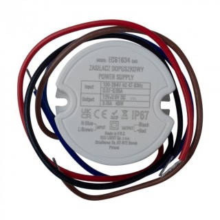 Zasilacz do puszki fi60 3,75A 45W 12V IP67 50x22