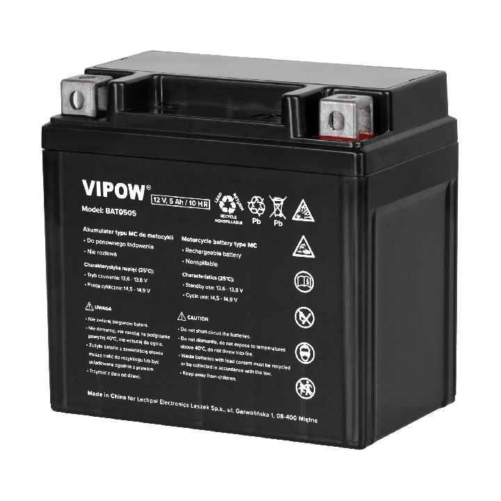 Akumulator VIPOW typ MC do motocykli 12V 5Ah