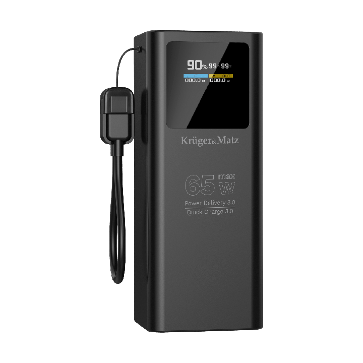 PowerBank Kruger&Matz 20000 mAh Li-ion 65W z funkcją QC oraz PD