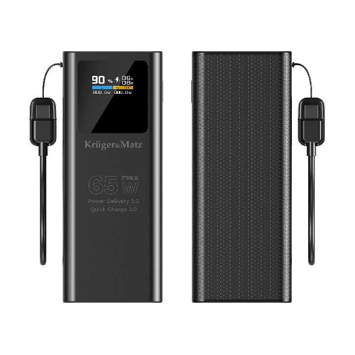 PowerBank Kruger&Matz 20000 mAh Li-ion 65W z funkcją QC oraz PD