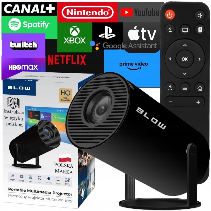 Projektor przenośny BLOW AndroidTV HD Cinema BLACK