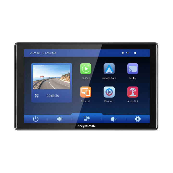 Stacja multimedialna 9" Android Auto Apple Carplay z DVR i kamerą cofania Kruger&Matz