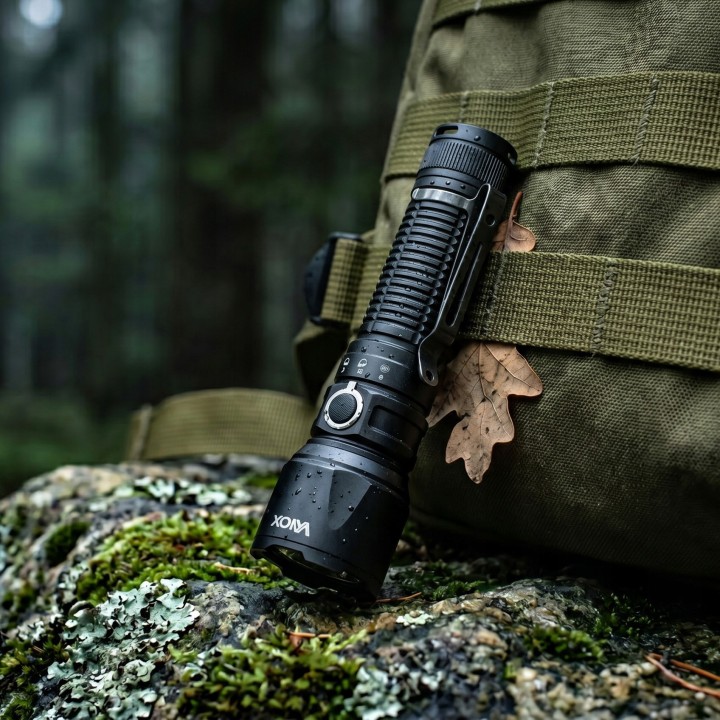 Latarka taktyczna 2000lm światło białe + czerwone + zielony laser VA0457 Vayox