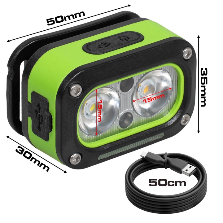 Latarka czołowa akumulatorowa 2x5W 450lm 800mAh VA0453 Vayox