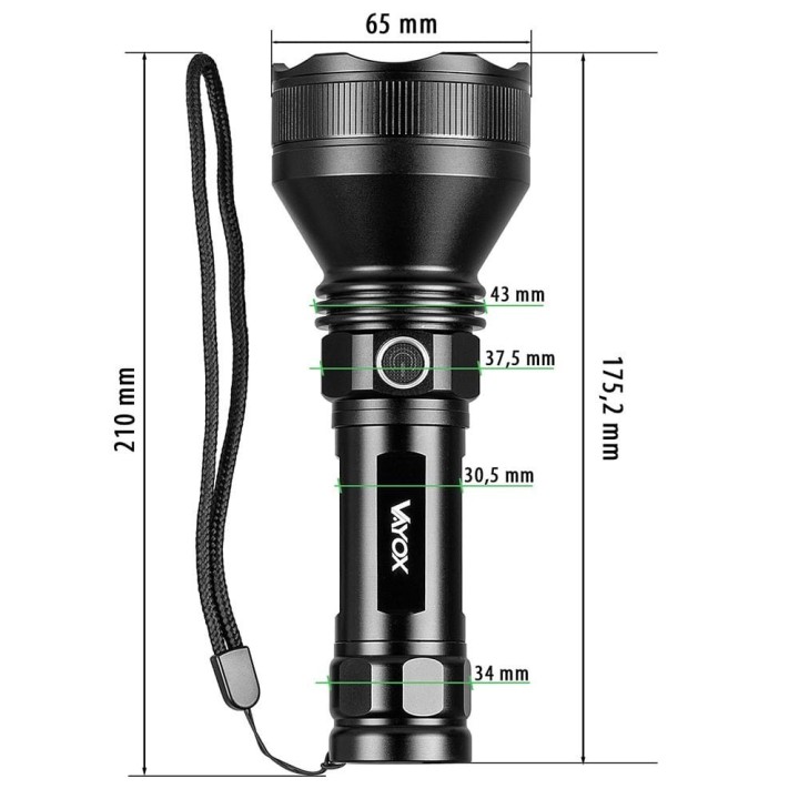 Latarka akumulatorowa taktyczna 1900lm Pro Series VA0109 Vayox