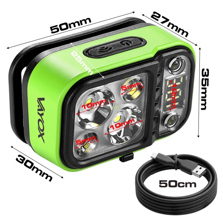 Latarka czołowa akumulatorowa 220lm 800mAh IPX4 (ciepła, neutrana, czerwona) VA0454 Vayox