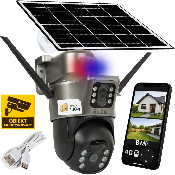 Kamera BLOW 4G PTZ 2x4MP solarna z akumulatorem