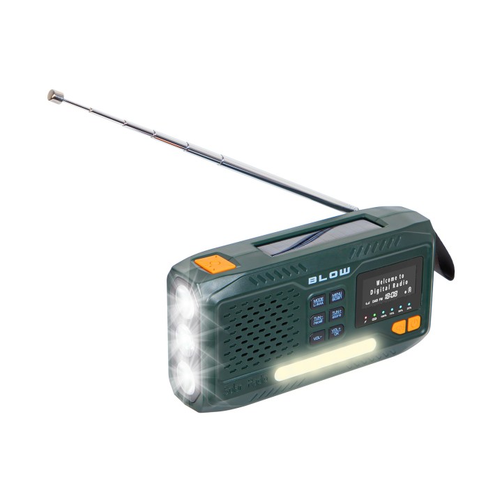 Radio przenośne analogowe/cyfrowe AM/FM/DAB/BT BLOW RA19 solarne na korbkę