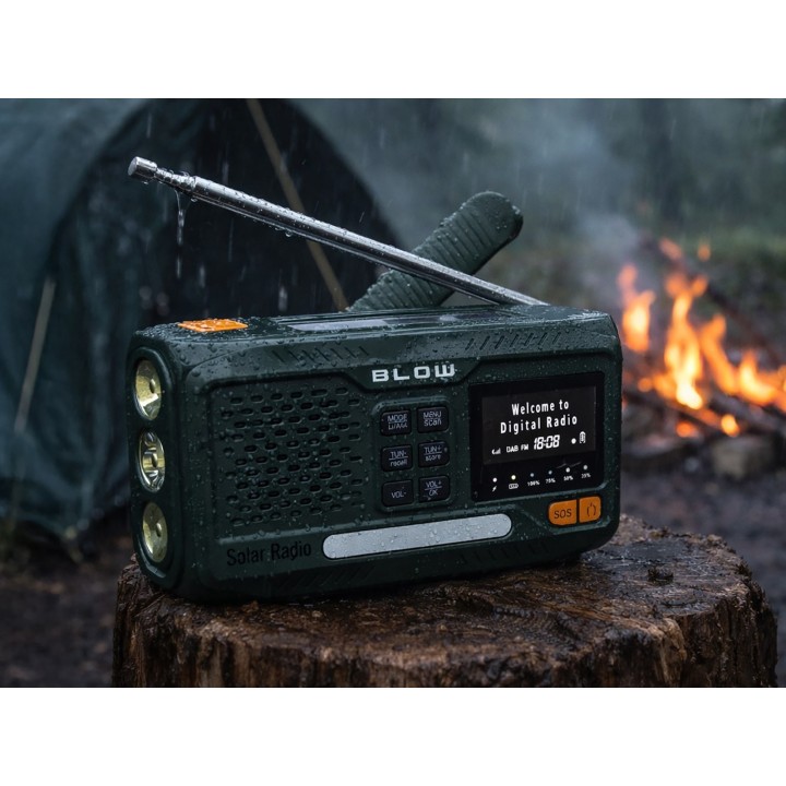 Radio przenośne analogowe/cyfrowe AM/FM/DAB/BT BLOW RA19 solarne na korbkę