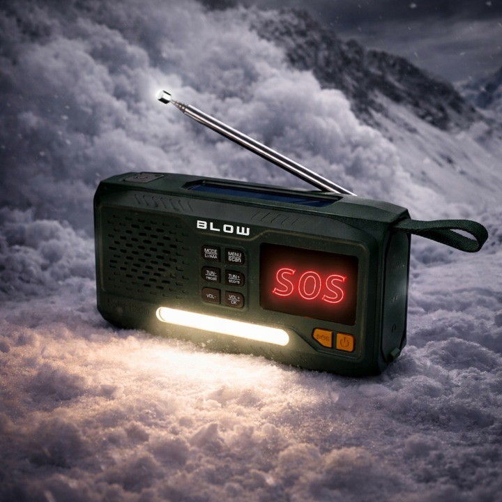 Radio przenośne analogowe/cyfrowe AM/FM/DAB/BT BLOW RA19 solarne na korbkę