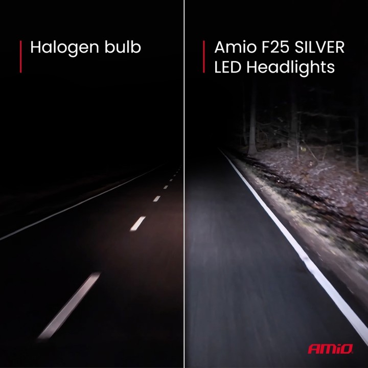 Żarówki samochodowe LED F25 SILVER FULL CANBUS 62W H7 H18 12V 24V AMIO-04704