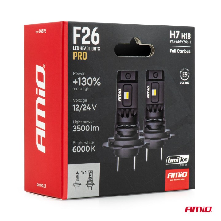 Żarówki samochodowe LED F26 PRO LumiTec LIMITED +130% DUO FULL CANBUS H7 H18 12V 24V