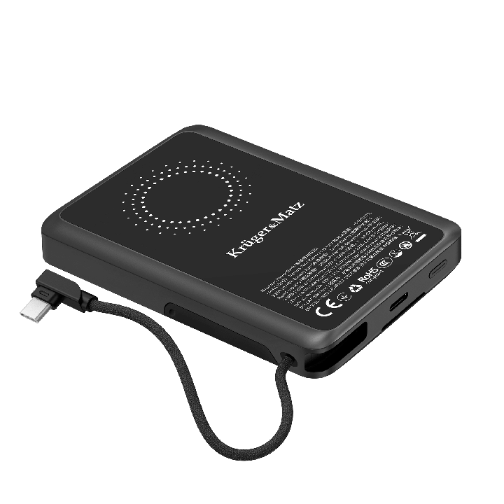 Powerbank Kruger&Matz 10000 mAh Li-pol z funkcją QC oraz PD, certyfikat CCC (kraje Azjatyckie)