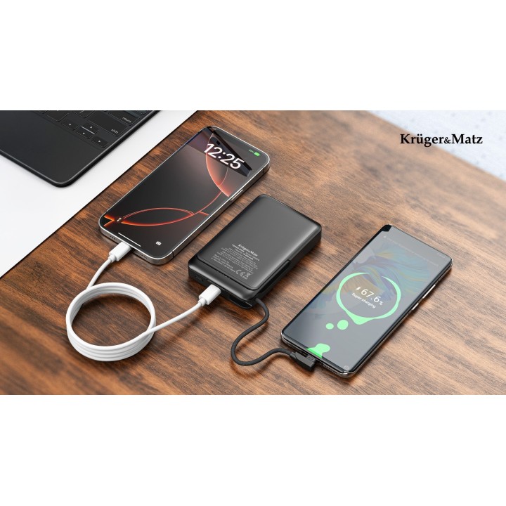 Powerbank Kruger&Matz 10000 mAh Li-pol z funkcją QC oraz PD, certyfikat CCC (kraje Azjatyckie)