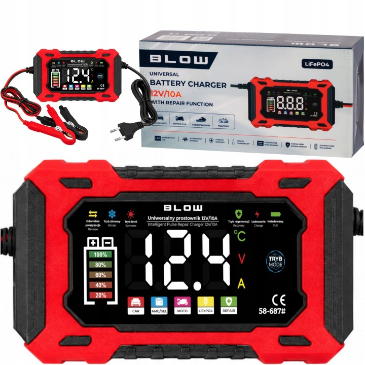 Prostownik automatyczny 12V/10A LiFePO4 BLOW