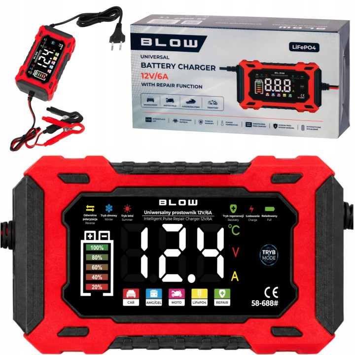 Prostownik automatyczny 12V/6A LiFePO4 BLOW