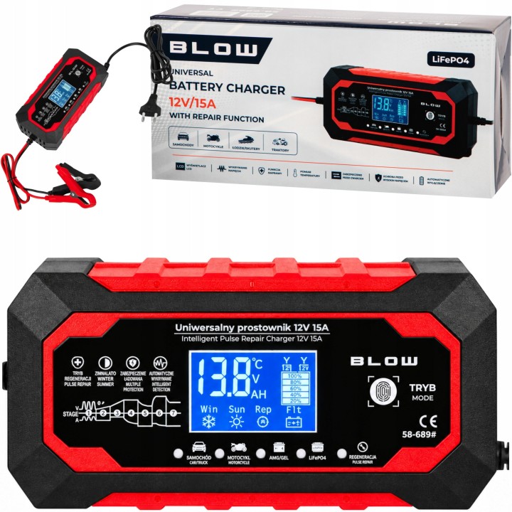 Prostownik automatyczny 12V/15A LiFePO4 BLOW