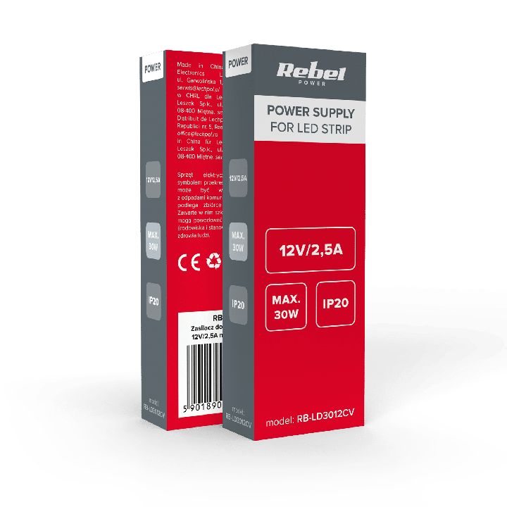 Zasilacz Rebel do sznurów LED 12V/2.5A max.30W IP20