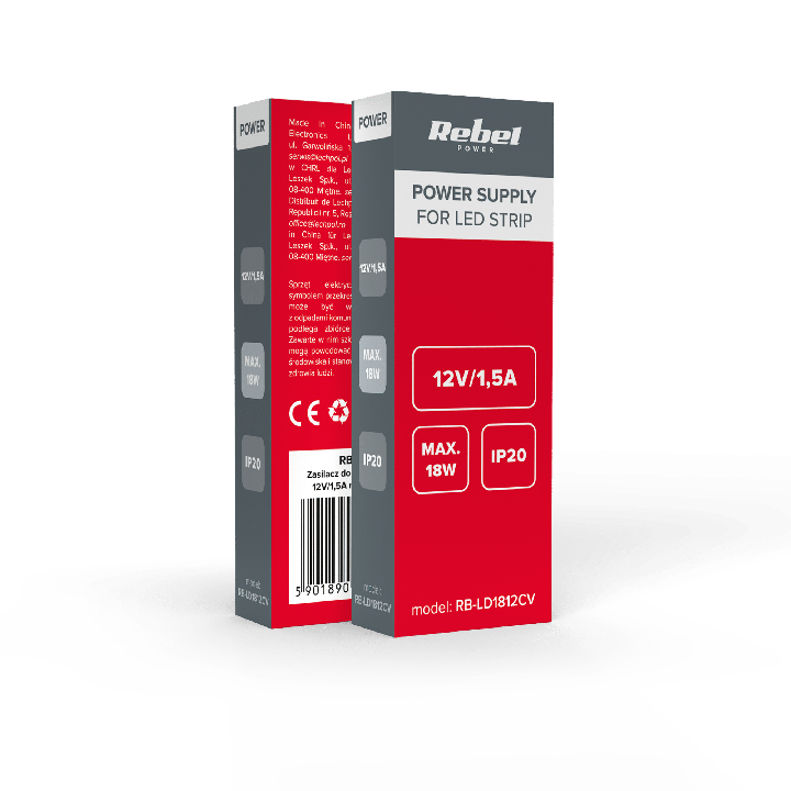 Zasilacz Rebel do sznurów LED 12V/1.5A max.18W IP20