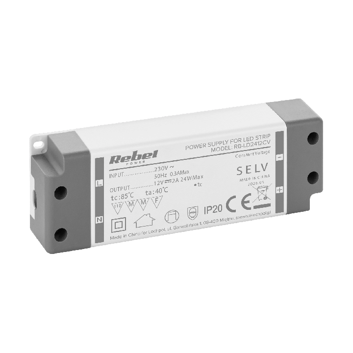 Zasilacz Rebel do sznurów LED 12V/2A max.24W IP20