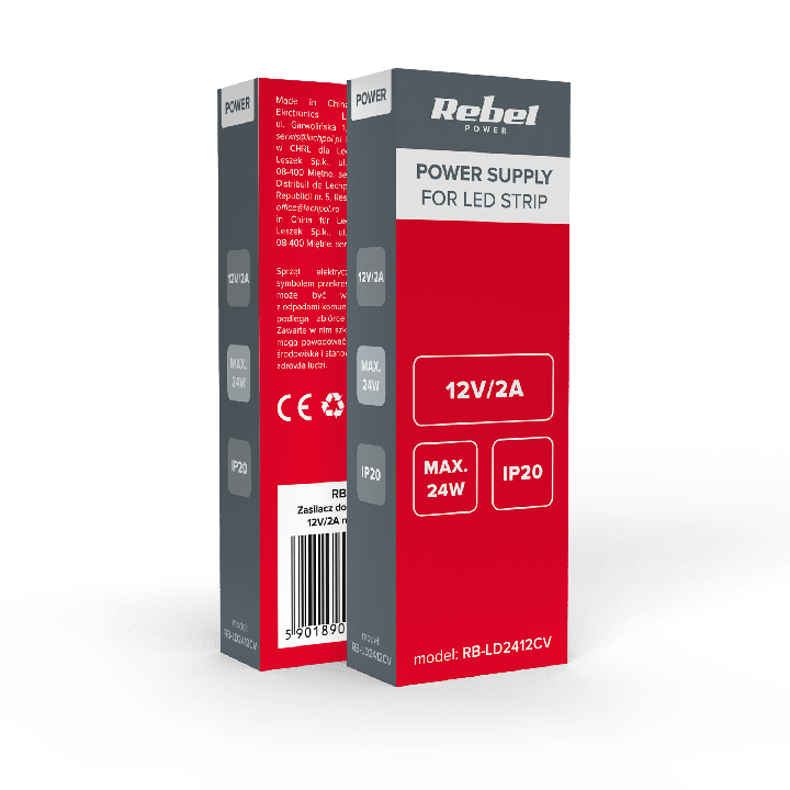 Zasilacz Rebel do sznurów LED 12V/2A max.24W IP20