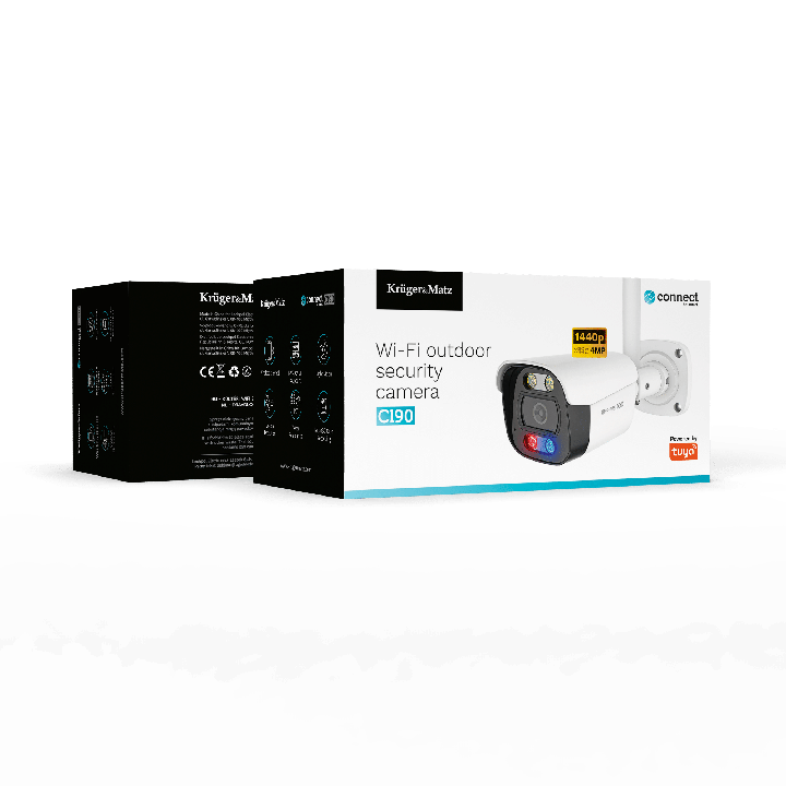 Kamera WiFi zewnętrzna Kruger&Matz Connect C190, 2K, Tuya, Smart Life, ONVIF