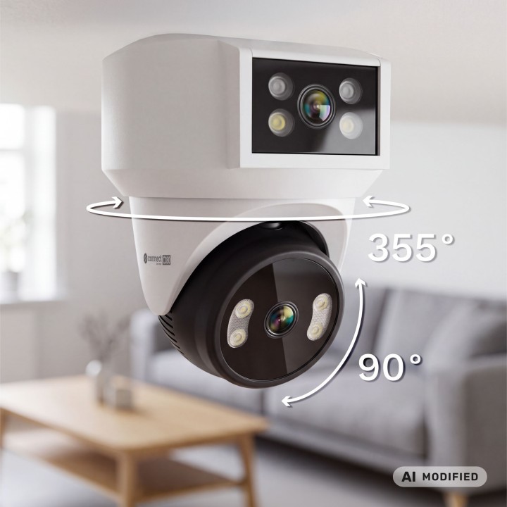 Kamera WiFi Kruger&Matz Connect C180 2x Obiektyw PTZ 360° 2K Tuya Smart Life Kolor Nocą Audio AI