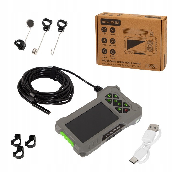 Endoskop kamera jednoobiektywowa 8mm 5m LCD 4,3 E-500