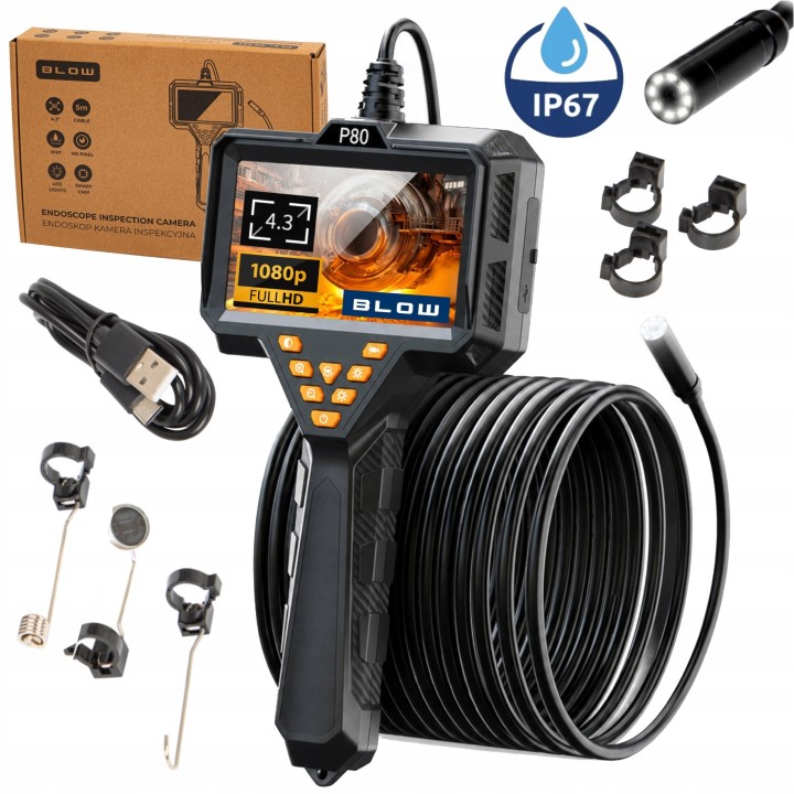 Endoskop kamera jednoobiektywowa 8mm 5m LCD 4,3 E-600