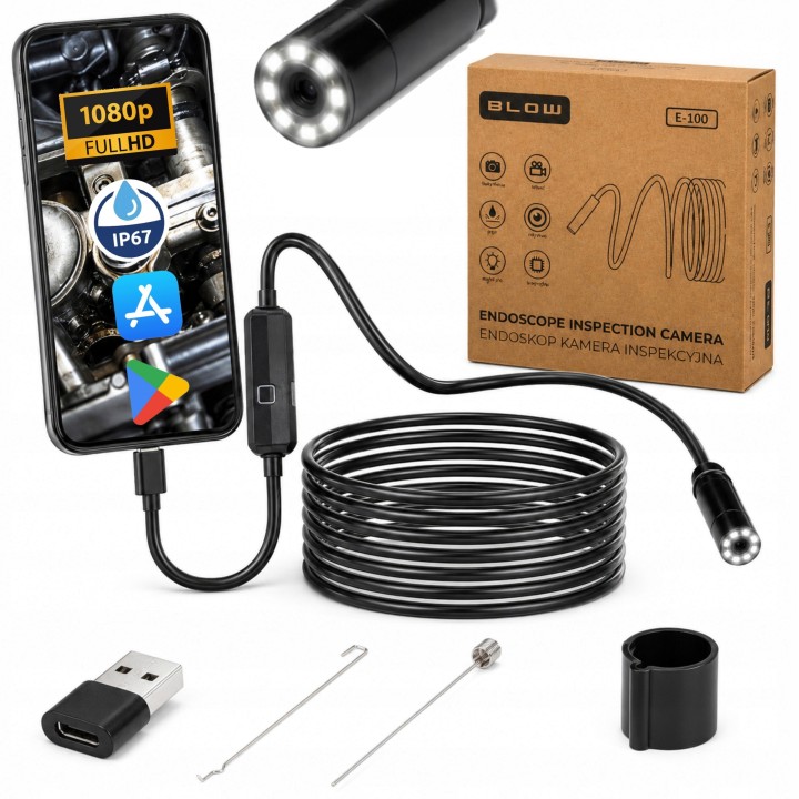 Endoskop kamera jednoobiektywowa 8mm 2m E-100