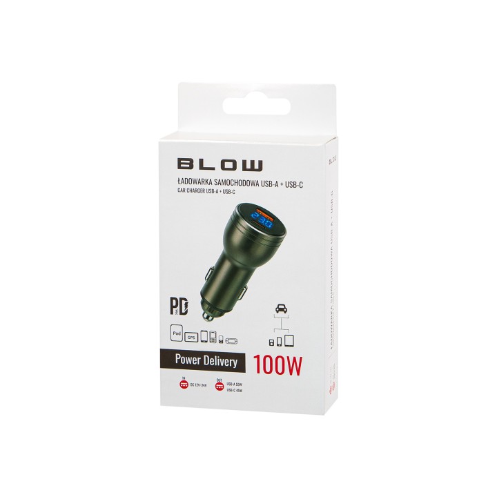 Ładowarka samochodowa gniazdo 2x USB-A+USB-C 100W G100W