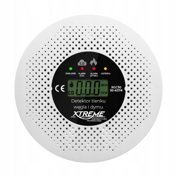 Detektor czujnik czadu i dymu XCD30 LCD 3xAA