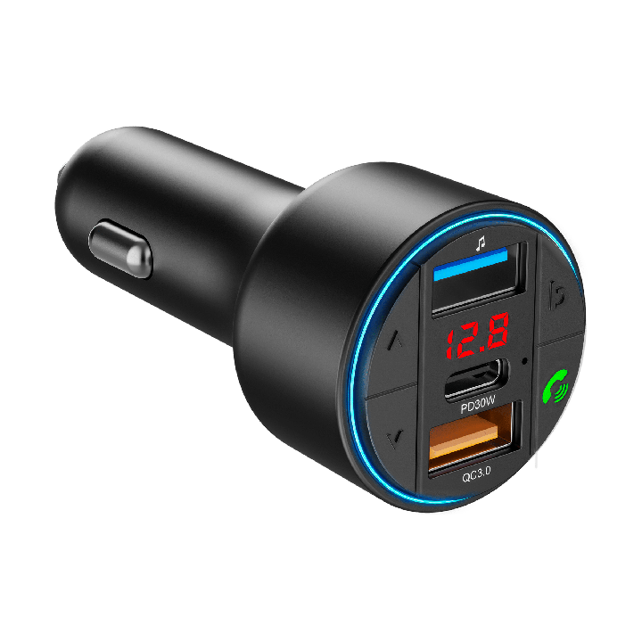 Transmiter samochodowy FM z funkcją BT (2x USB + USB-C)