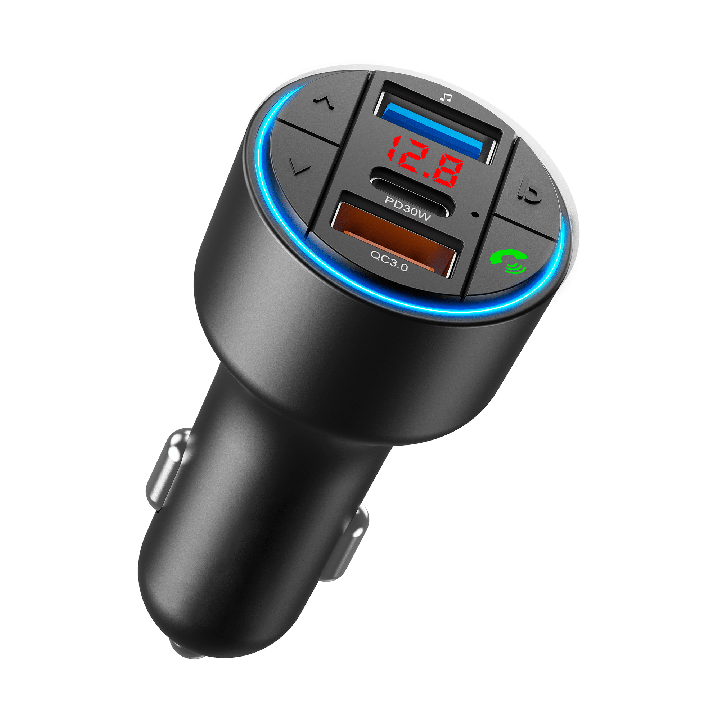 Transmiter samochodowy FM z funkcją BT (2x USB + USB-C)