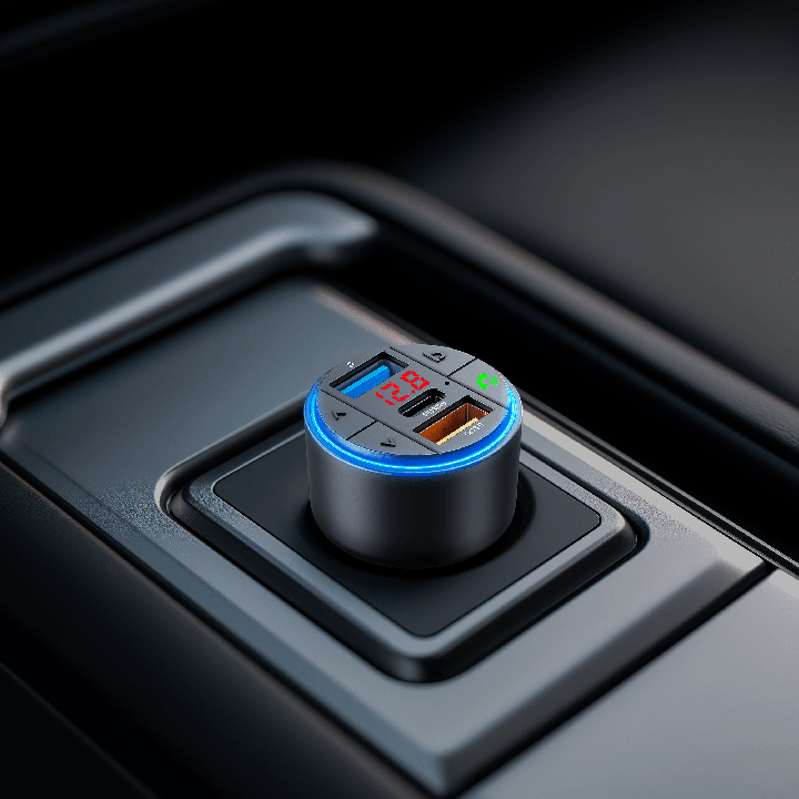 Transmiter samochodowy FM z funkcją BT (2x USB + USB-C)