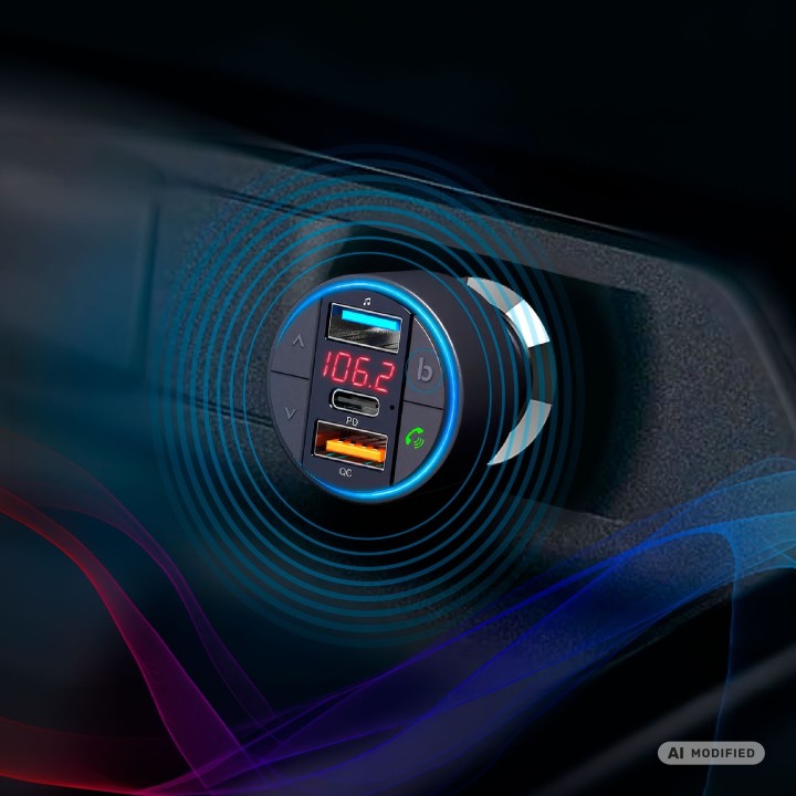 Transmiter samochodowy FM z funkcją BT (2x USB + USB-C)