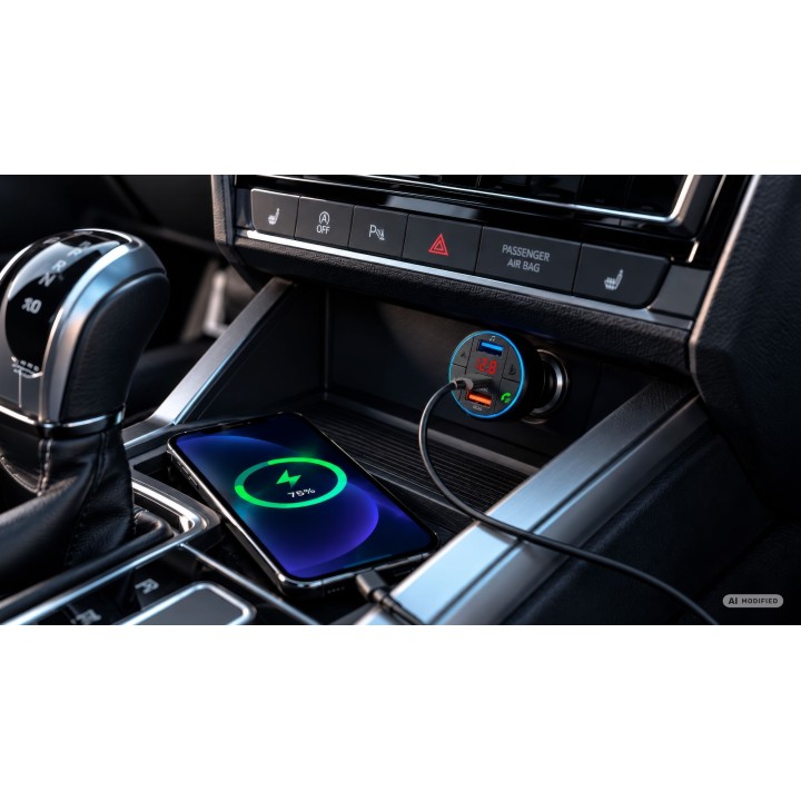 Transmiter samochodowy FM z funkcją BT (2x USB + USB-C)