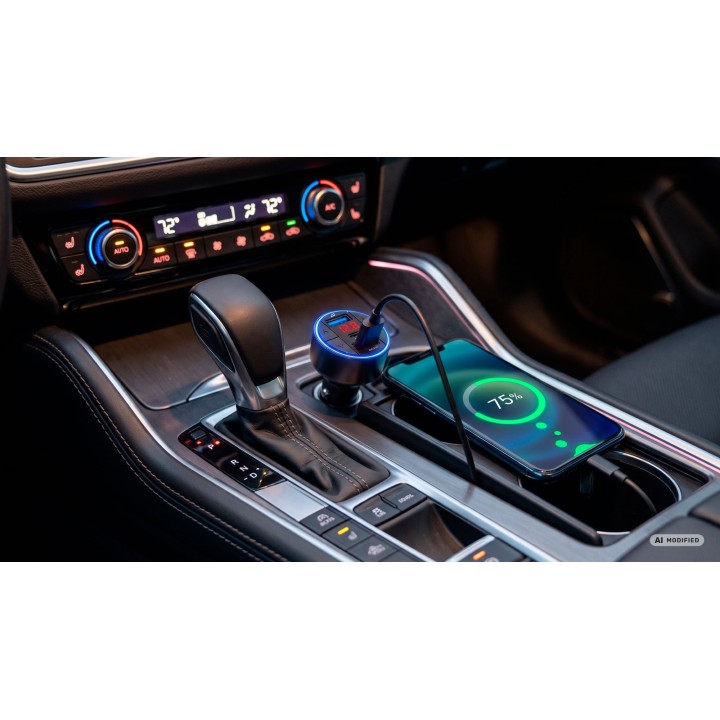 Transmiter samochodowy FM z funkcją BT (2x USB + USB-C)