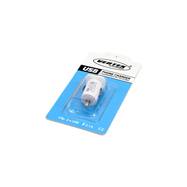 Ładowarka samochodowa 2xUSB biała PCH-01
