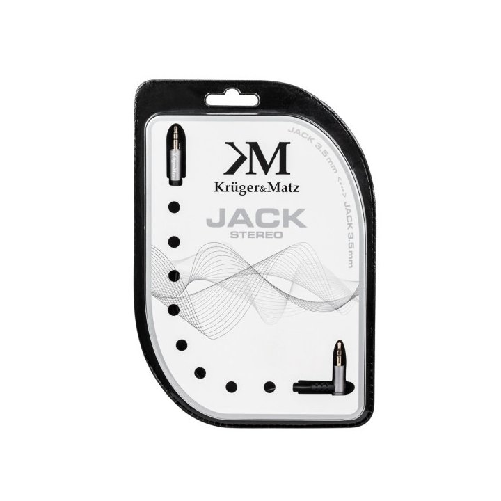 Kabel wtyk kątowy - wtyk prosty jack 3.5 stereo 1.0m Kruger&Matz
