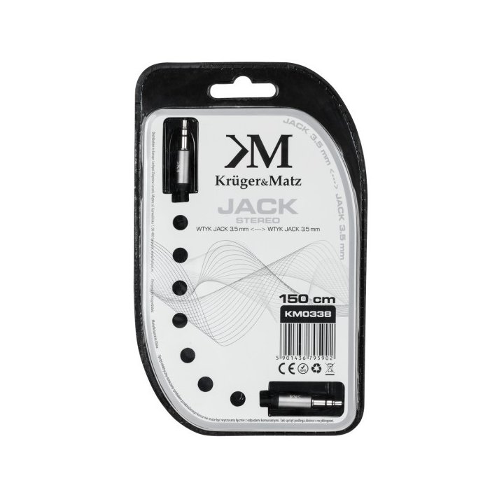 Kabel stereo jack 3.5 wtyk - wtyk 1.5m Kruger&Matz kabel sprężynka