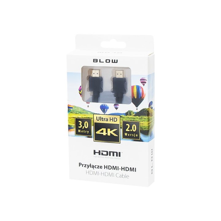 Przył.HDMI-HDMI BLACK 2.0 4K 3m