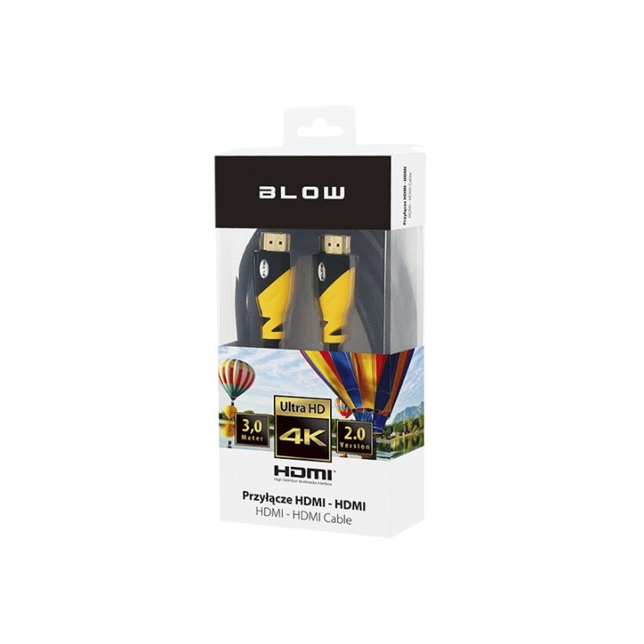 Przył.HDMI-HDMI YELLOW proste 3m 4K