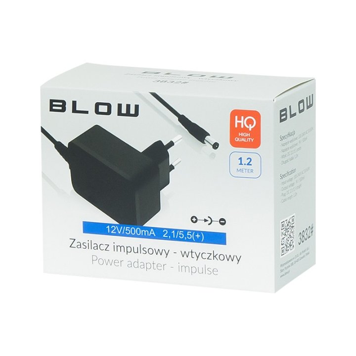 Zasilacz impuls.12V/ 500mA 2,1/5,5 (+)