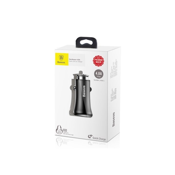Baseus ładowarka samochodowa Gentleman czarna 2x2.4A