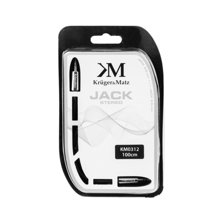 Kabel wtyk prosty - wtyk prosty jack 3.5 stereo 1.0m Kruger&Matz