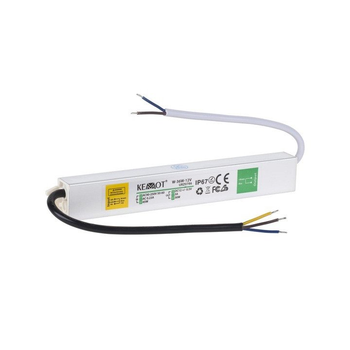 Zasilacz do sznura diodowego 36W-12V WA 3A IP67