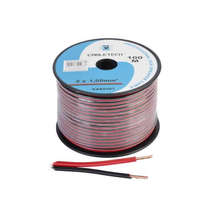 Kabel głośnikowy CCA 1.0mm czarno-czerwony
