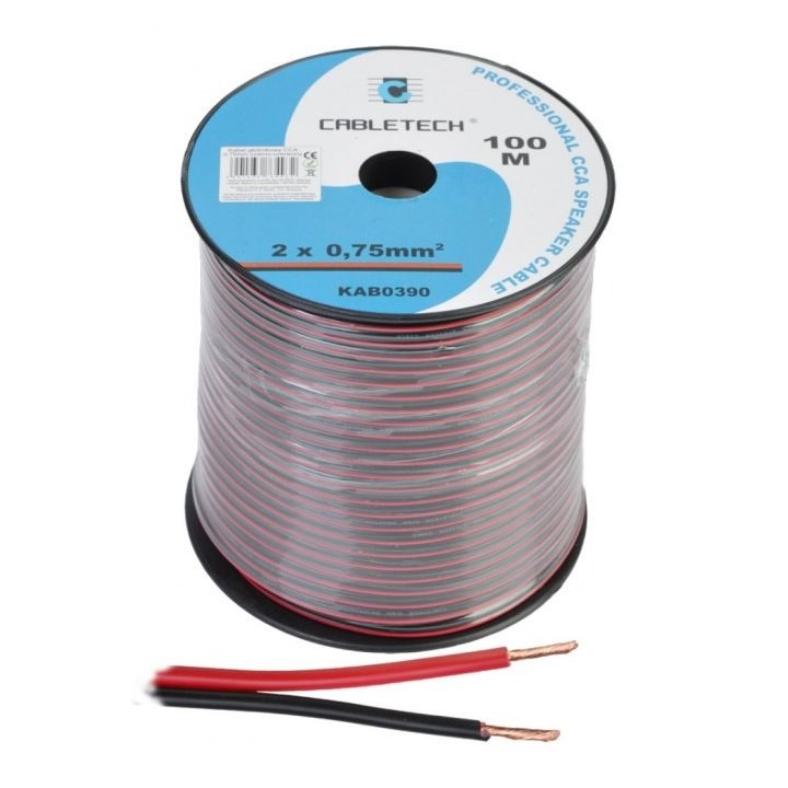 Kabel głośnikowy CCA 0.75mm czarno-czerwony