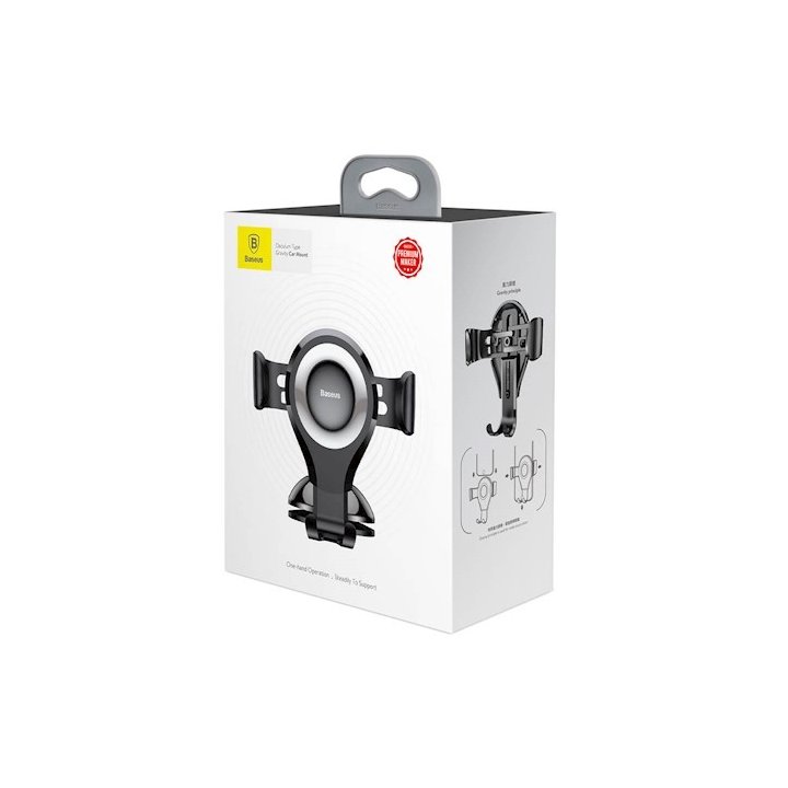 Baseus uchwyt samochodowy Osculum grawitacyjny czarno-srebrny